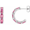 Sterling Silver Natural Pink Tourmaline Hoop Earrings |$1732