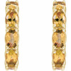 14K Yellow Natural Citrine Hoop Earrings