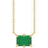 14 Karat Yellow Gold Lab Grown Emerald Necklace 18 Inch, 7x5mm - $882