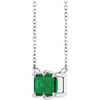 14 Karat White Gold Lab Grown Emerald Necklace 18 Inch, 7x5mm - $740