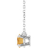 14K White Natural Citrine 18" Necklace
