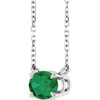 14 Karat White Gold Natural Emerald Necklace 18 Inch, 7x5mm - $3,236