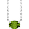 14K White Natural Peridot 18" Necklace