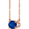 14 Karat Rose Gold Lab Grown Blue Sapphire Necklace 18 Inch, 7x5mm - $747