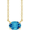 14 Karat Yellow Gold Natural Blue Zircon Necklace 18 Inch, 7x5mm - $699