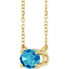 14 Karat Yellow Gold Natural Blue Zircon Necklace 18 Inch, 7x5mm - $699