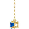 14 Karat Yellow Gold Lab Grown Blue Sapphire Necklace 18 Inch, 7x5mm - $734