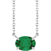14K White Lab-Grown Emerald 18" Necklace