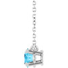 14 Karat White Gold Natural Aquamarine Necklace 18 Inch, 7x5mm - $888