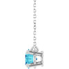 Sterling Silver Natural Blue Zircon Necklace 18 Inch, 8x6mm - $493