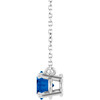 Sterling Silver Natural Blue Sapphire Necklace 18 Inch, 8x6mm - $3,815