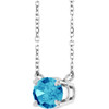 Platinum Natural Blue Zircon 18" Necklace