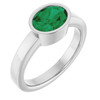 14K White Lab-Grown Emerald Ring
