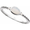 14K White Natural White Opal & .03 CTW Natural Diamond Cabochon Ring