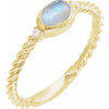 14K Yellow Natural Rainbow Moonstone & .03 CTW Natural Diamond Cabochon Ring
