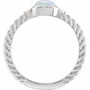 Platinum Natural White Opal & .03 CTW Natural Diamond Cabochon Ring