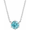 Sterling Silver Natural Blue Zircon Solitaire Necklace 16 Inch - $209
