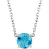 14 Karat White Gold Natural Blue Zircon Necklace 5mm, 16-18 Inch - $651