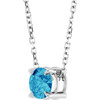 14 Karat White Gold Natural Blue Zircon Necklace 5mm, 16-18 Inch - $651