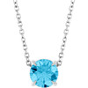 14 Karat White Gold Natural Aquamarine Necklace 6mm, 16-18 Inch - $1,012
