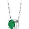 14K White 6 mm Lab-Grown Emerald 16-18" Necklace