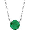 14K White 6 mm Natural Emerald 16-18" Necklace