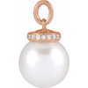 14K Rose Cultured White Akoya Pearl & .04 CTW Natural Diamond Pendant