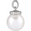 14K White Cultured White Akoya Pearl & .04 CTW Natural Diamond Pendant