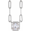 14 Karat White Gold Lab Grown Moissanite Necklace 18 Inch, 5x5mm - $945