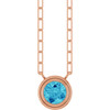 14 Karat Rose Gold Natural Blue Zircon Necklace 18 Inch, 5mm - $1,147