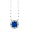 Sterling Silver Lab-Grown Blue Sapphire 18" Necklace