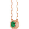 14K Rose Natural Emerald 18" Necklace