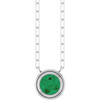 14K White Natural Emerald 18" Necklace