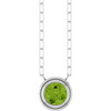 14K White Natural Peridot 18" Necklace