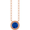 14K Rose Lab-Grown Blue Sapphire 18" Necklace