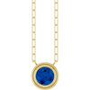 14 Karat Yellow Gold Lab Grown Blue Sapphire Necklace 18 Inch, 6mm - $1,029