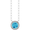 14K White Natural Blue Zircon 18" Necklace