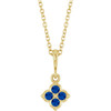 14 Karat Yellow Gold Lab Grown Blue Sapphire Necklace 16-18 Inch - $668