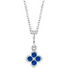 Platinum Lab Grown Blue Sapphire Necklace 16-18 Inch - $977