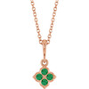 14 Karat Rose Gold Lab Grown Emerald Necklace 16-18 Inch - $671