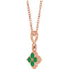 14 Karat Rose Gold Lab Grown Emerald Necklace 16-18 Inch - $671