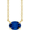 14 Karat Yellow Gold Natural Blue Sapphire Necklace 18 Inch, 7x5mm - $1,964