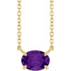 14 Karat Yellow Gold Natural Amethyst Necklace 18 Inch, 7x5mm - $760