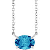 14 Karat White Gold Natural Blue Zircon Necklace 18 Inch, 7x5mm - $846