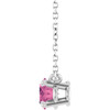 Sterling Silver Natural Pink Tourmaline 18" Necklace