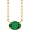 14 Karat Yellow Gold Lab Grown Emerald Necklace 18 Inch, 7x5mm - $844