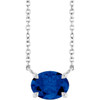 14K White Natural Blue Sapphire 18" Necklace