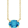 14 Karat Yellow Gold Natural Blue Zircon Necklace 18 Inch, 8x6mm - $908