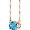 14 Karat Rose Gold Natural Blue Zircon Necklace 18 Inch, 8x6mm - $921
