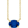 14 Karat Yellow Gold Lab Grown Blue Sapphire Necklace 18 Inch, 8x6mm - $836